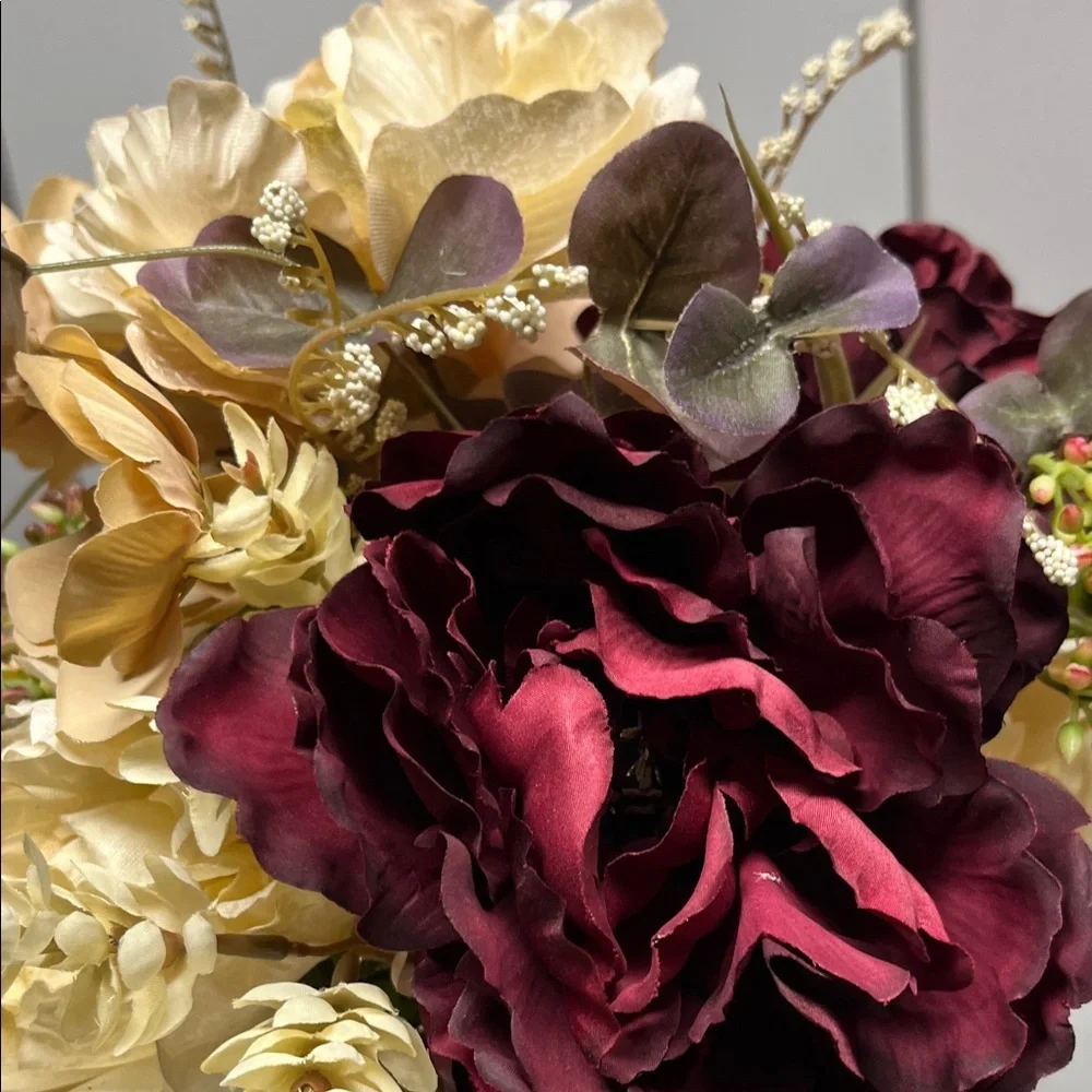 Elegant Floral Arrangement in Cream and Burgundy